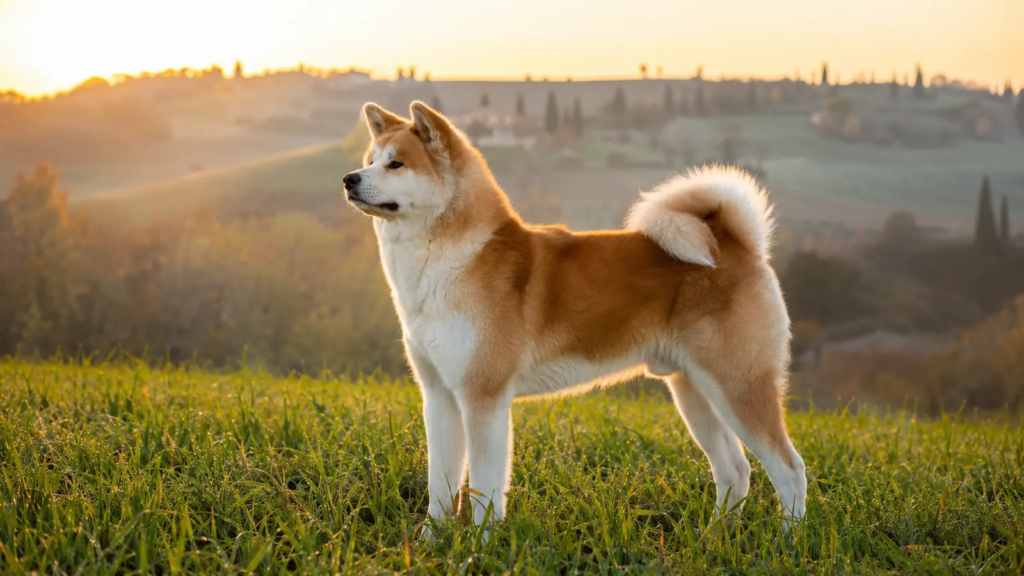 Akita Inu adulto ritratto in ambiente naturale