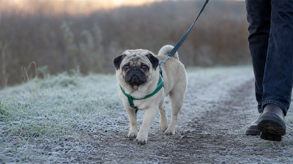 Carlino durante una breve passeggiata nelle ore fresche