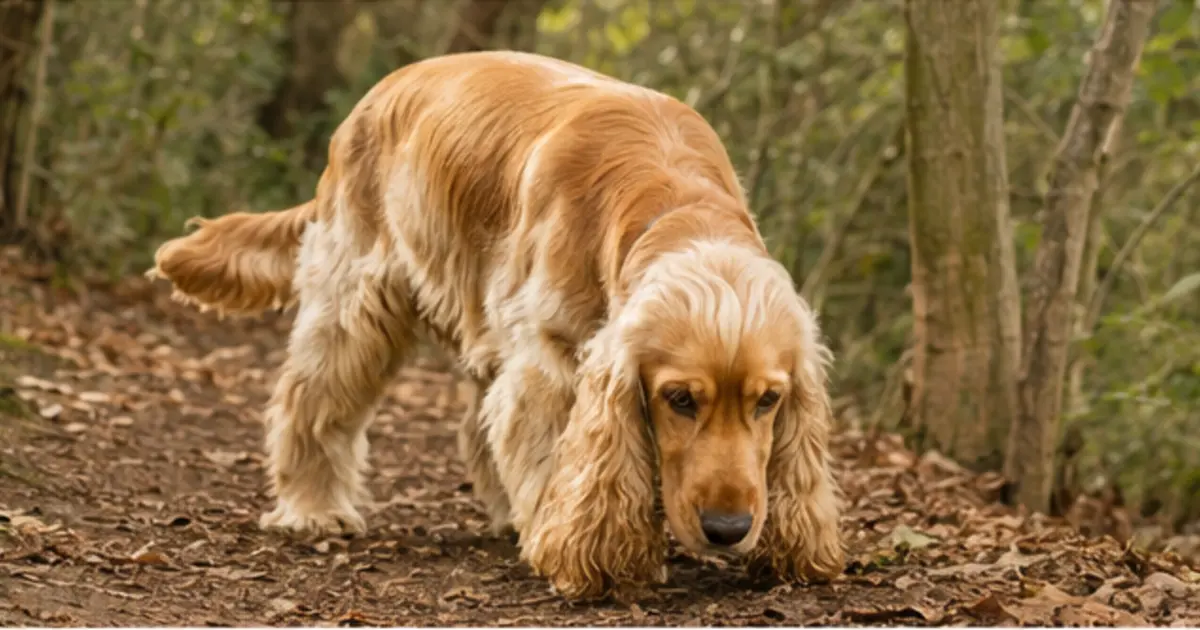 Cocker Spaniel Inglese durante un'attività educativa gentile