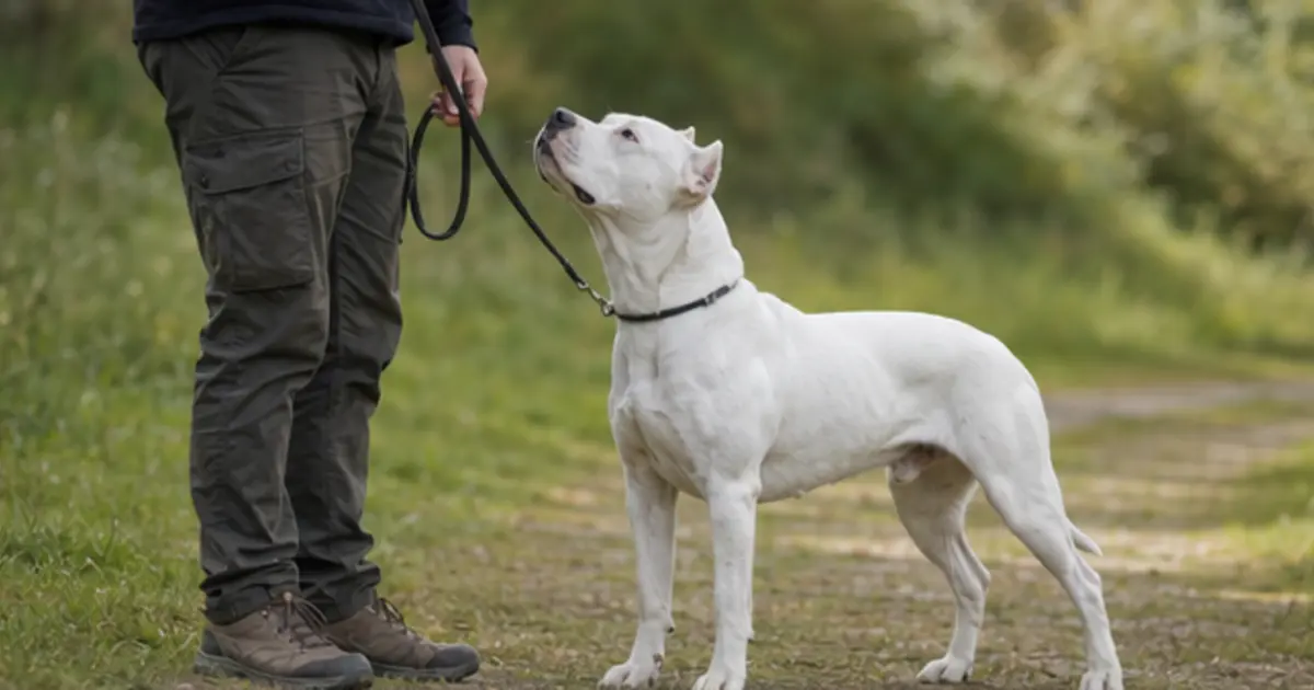 Dogo Argentino durante un'attività educativa gentile
