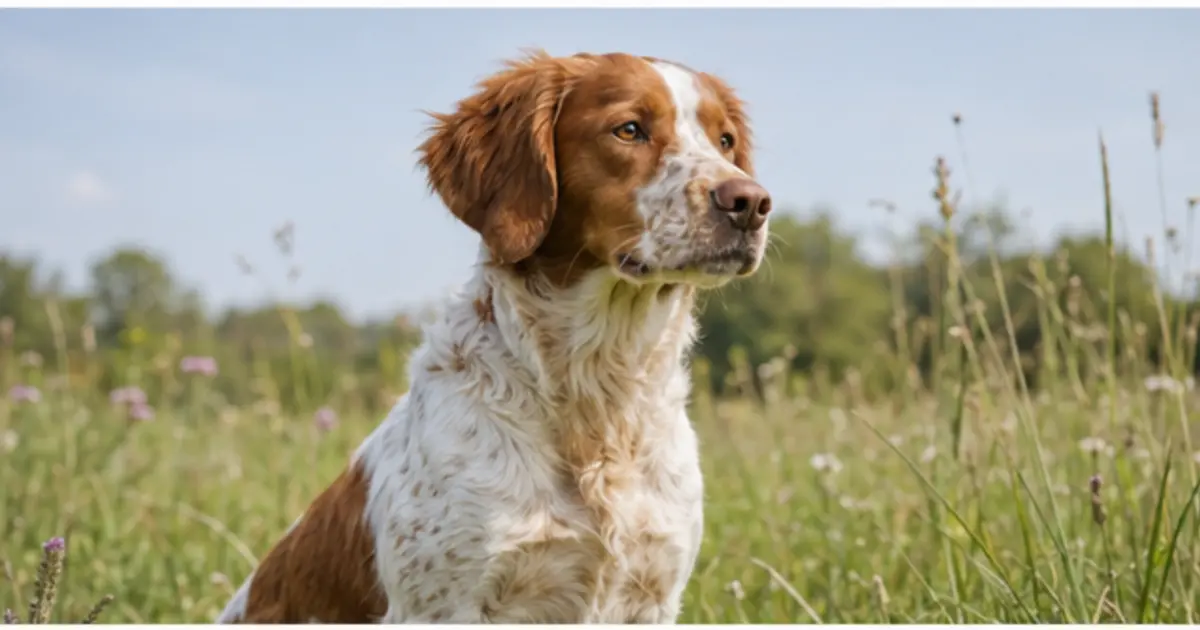 Epagneul Breton adulto ritratto in ambiente naturale