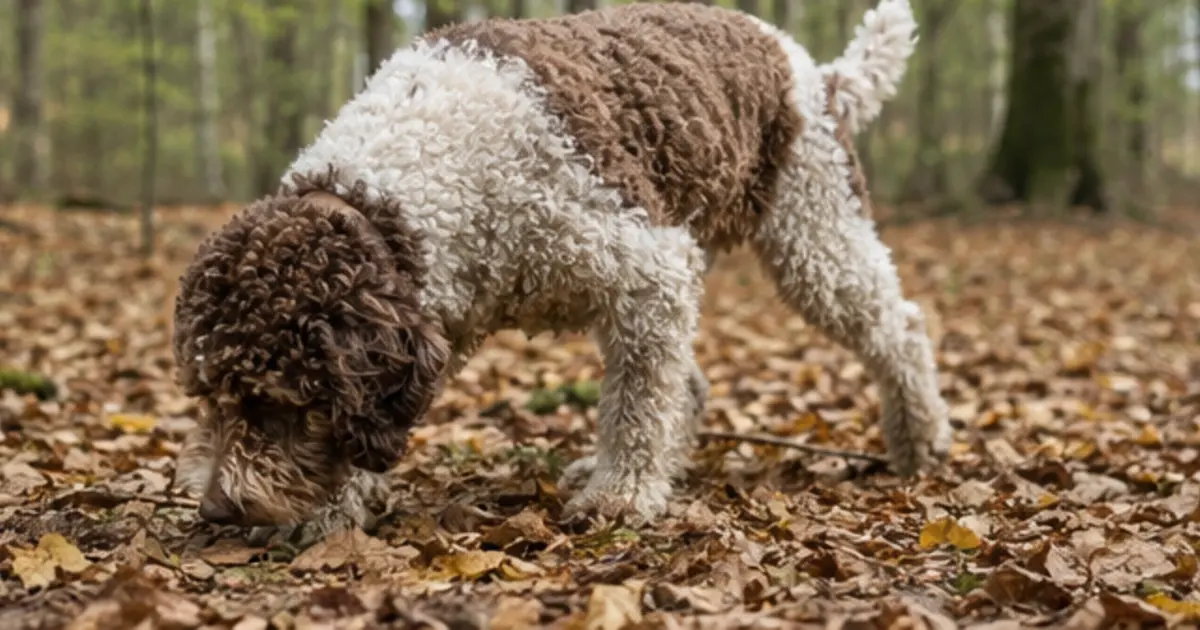 Lagotto Romagnolo durante un'attività educativa gentile