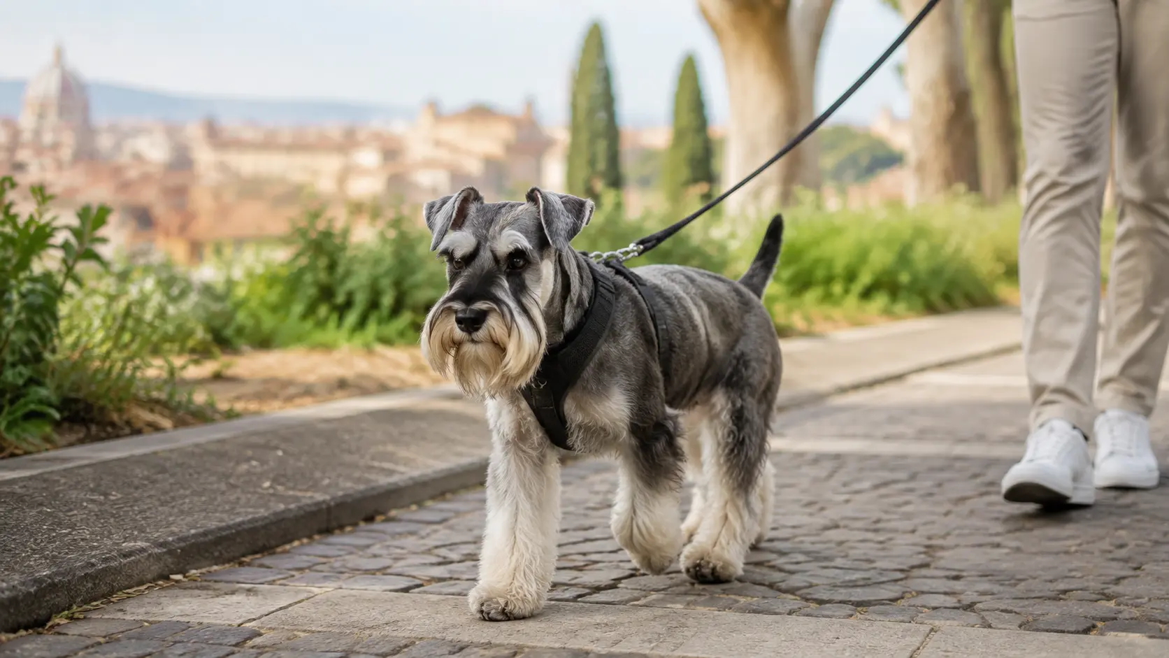 Cane durante una passeggiata tranquilla in un parco